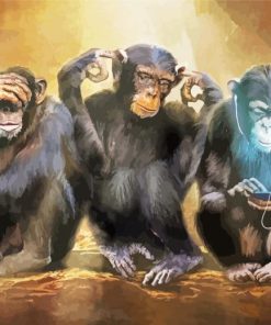 Three Monkeys Animals paint by number
