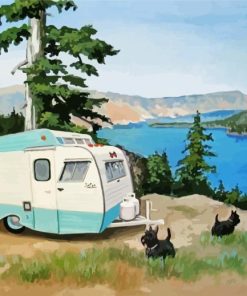 Travel Trailer By Lake Art paint by numbers