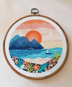 Tropical Sunset Cross Stitch paint by number