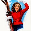Vintage Ski Girl paint by number