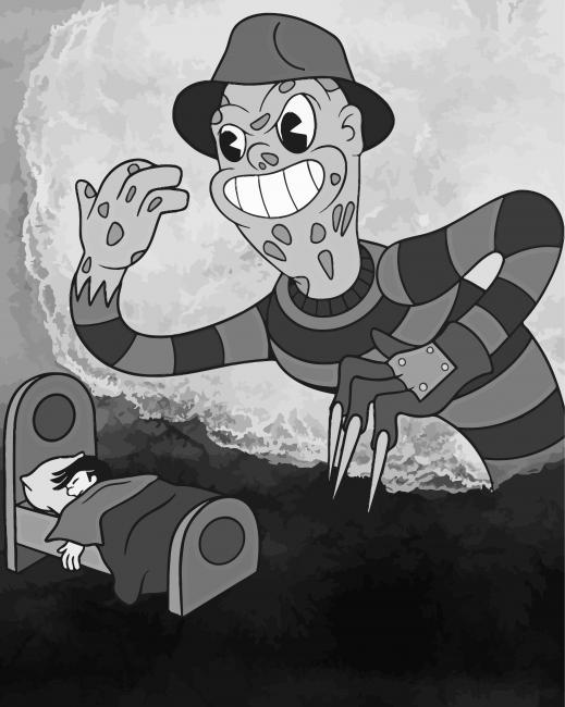 Vintage Cartoon Freddy Krueger paint by number