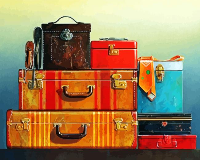 Vintage Old Travel Bags paint by numbers