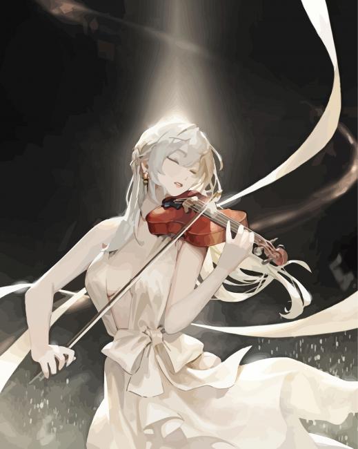Violin Player Anime Girl paint by number