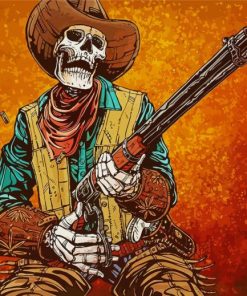 Western Cowboy Skull paint by number