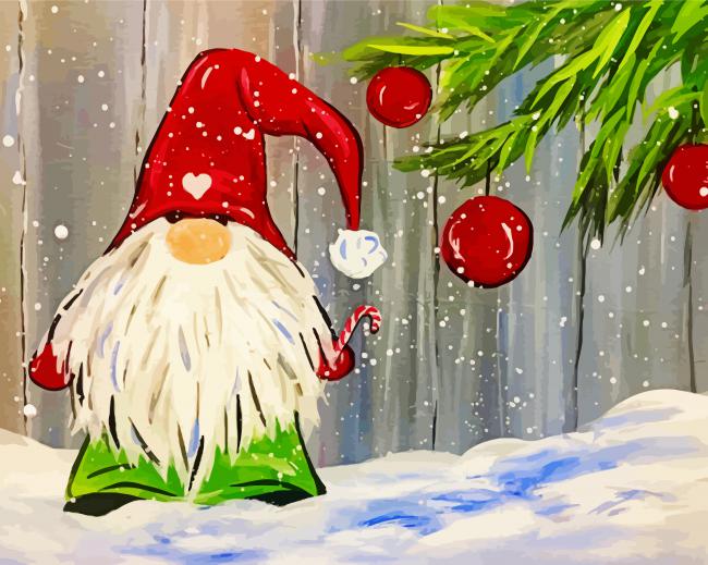 Winter Gnome Art paint by number