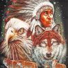 Wolves And Eagle Native American paint by number