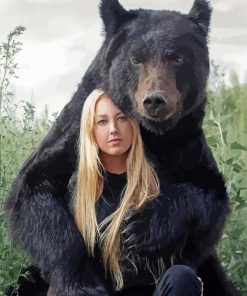 Woman With Black Bear paint by numbers