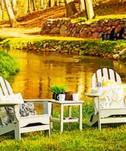 Wood Lakeside Chairs paint by number