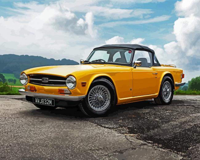 Yellow Triumph Tr6 paint by numbers