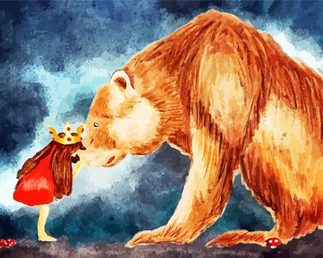 A Princess And Bear Illustration paint by number