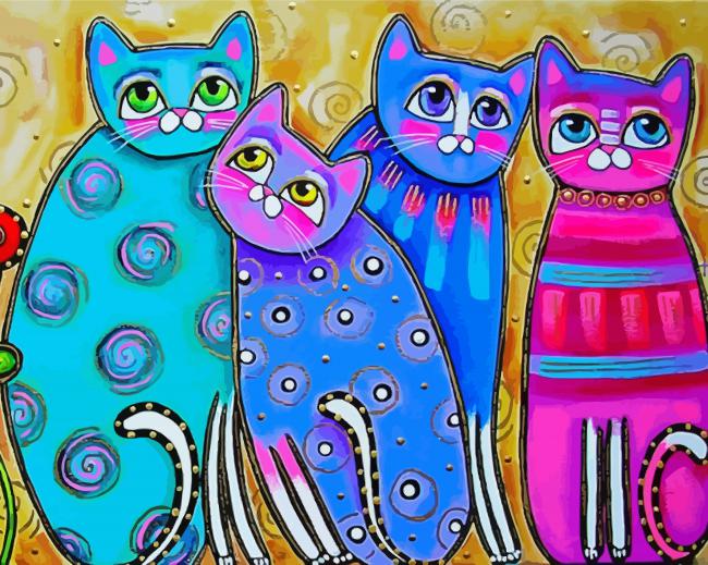 Adorable Abstract Cats paint by number