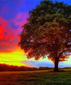 Aesthetic Tree At Sunset paint by number