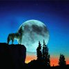 Aesthetic Full Moon With Howling Wolf Illustration paint by number