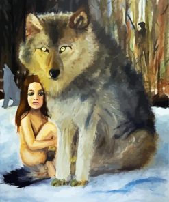 Aesthetic Little Girl And Her Wolf paint by number