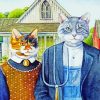 American Gothic Cats Artistic paint by numbers