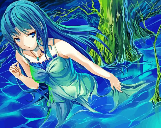 Anime Girl In Water paint by number