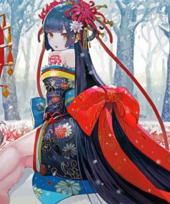 Anime Girl Kimono paint by number