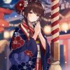 Anime Girl Wearing Kimono paint by number