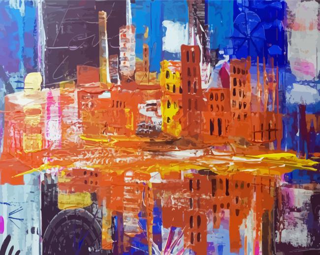 Artistic Abstract City paint by numbers