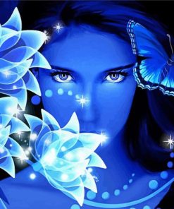 Artistic Butterfly And Blue Flower paint by number