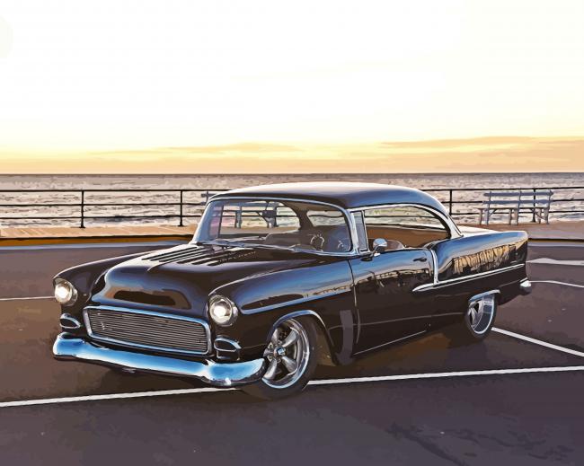 Black 1955 Chevy Art paint by number