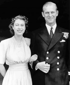 Black And White The Queen And Prince Philip paint by number