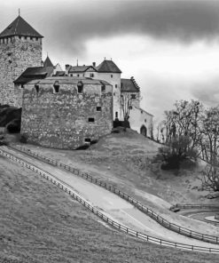 Black And White Castle In Liechtenstein paint by number