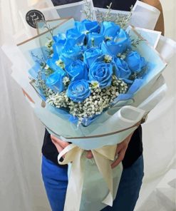 Blue Roses Bouquet paint by number