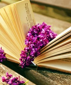 Book And Purple Flowers paint by number