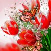 Butterfly On Red Tulips paint by number