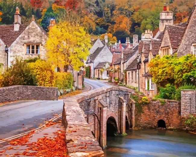 Castle Combe Cotswolds paint by number