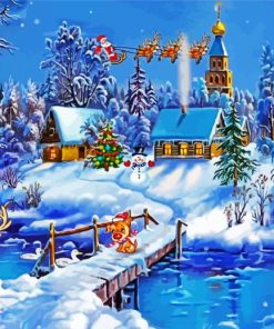 Christmas Snow Scene paint by number