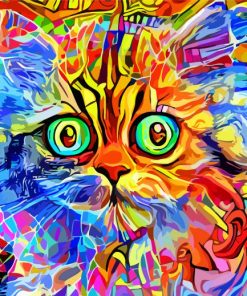 Colorful Abstract Cat paint by number