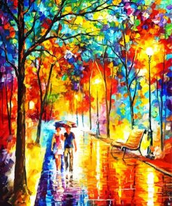 Colorful Abstract Couple Walking paint by number