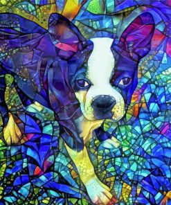 Colorful Boston Terrier Puppy paint by number