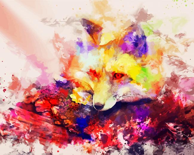 Colorful Fox Animal paint by number