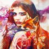 Colorful Fox Woman paint by number