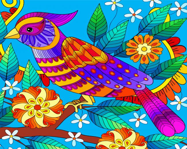Colorful Mandala Bird paint by number