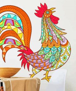 Colorful Mandala Rooster paint by number