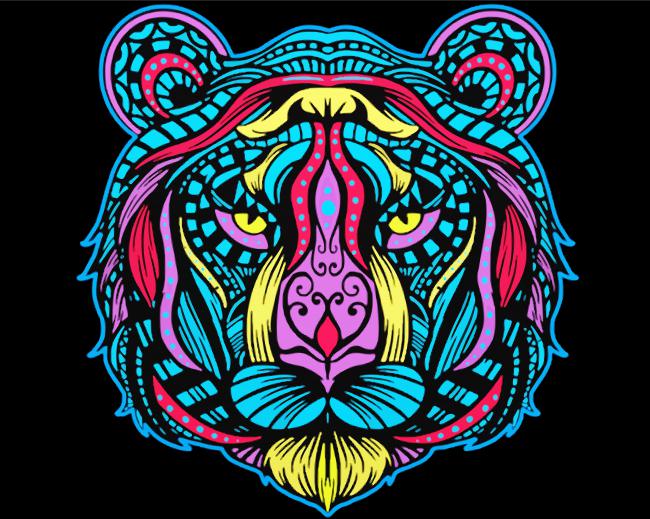 Colorful Tiger Mandala paint by number