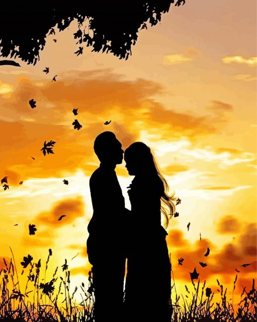 Couple Silhouette Sunset paint by number