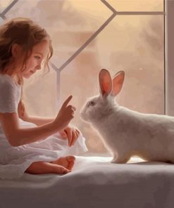 Cute Child With Rabbit paint by number