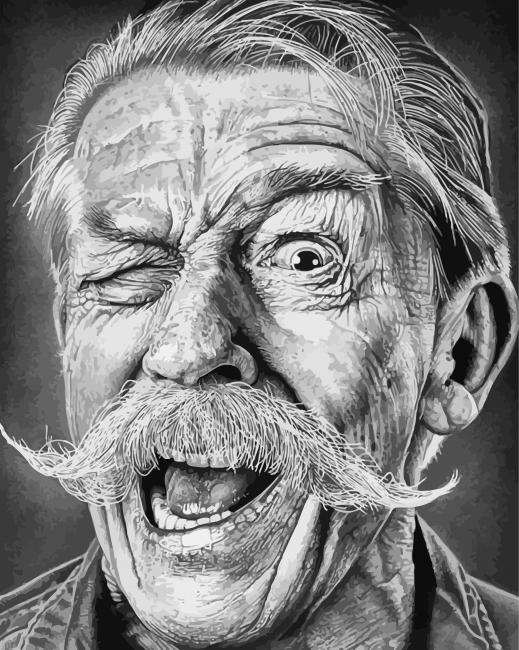Cute Old Man Face paint by number