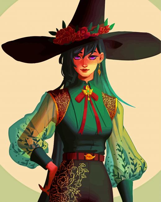 Dawn Green Witch paint by number