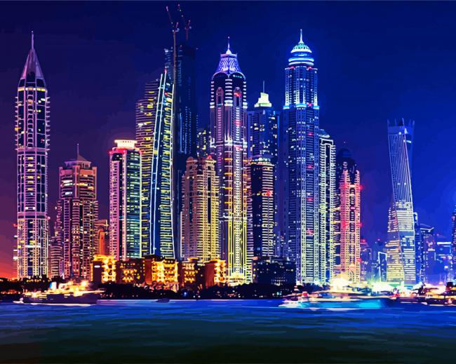 Dubai Marina Skyline paint by number