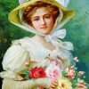 Elegant Lady With A Bouquet Of Roses paint by number