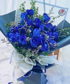 Fresh Blue Rose Flowers Bouquet paint by number
