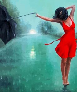 Girl Dancing In The Rain paint by number