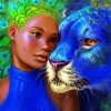 Goddess And Blue Leopard paint by numbers