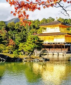 Golden Pavilion Kinkakuji Temple paint by number